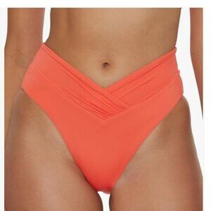 BECCA Standard Color Code High Waisted Shirred Bikini Bottom, Cheeky Coverage
